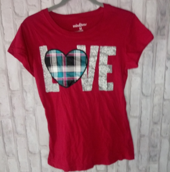 Mix & Co.Love plaid heart short sleeve tee shirt - Picture 9 of 14